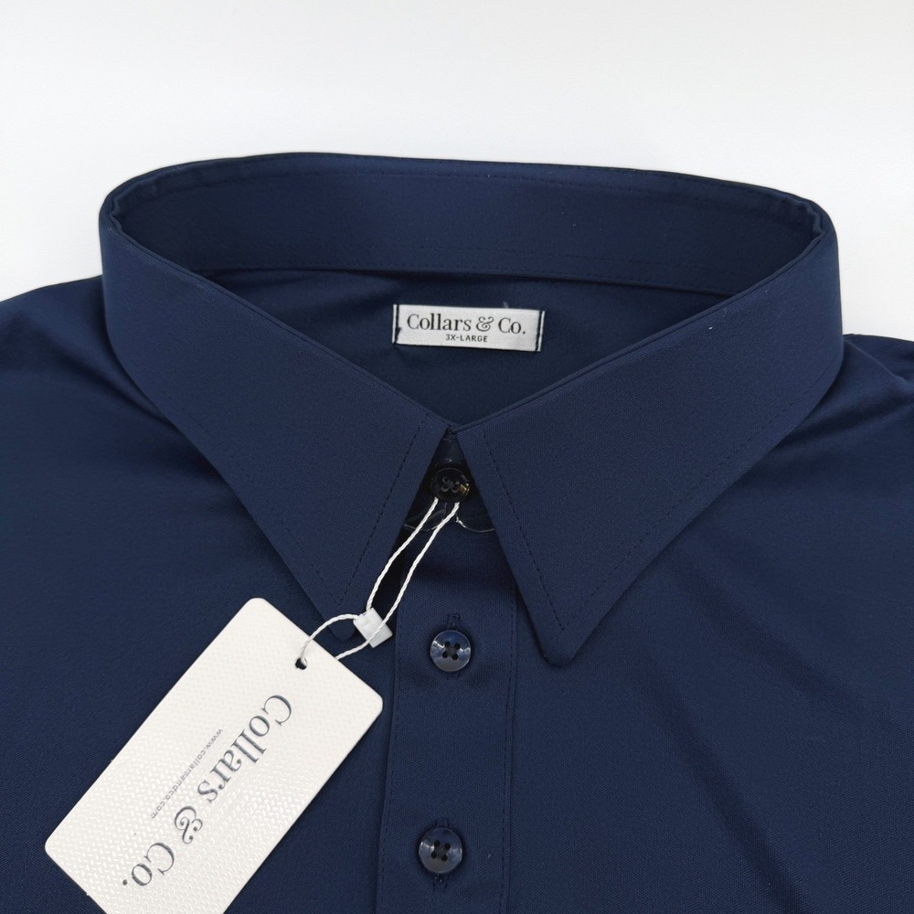 Collars & Co. Dress Collar Polo Mens 3XL Navy Blue Short Sleeve Performance NEW - Picture 7 of 11